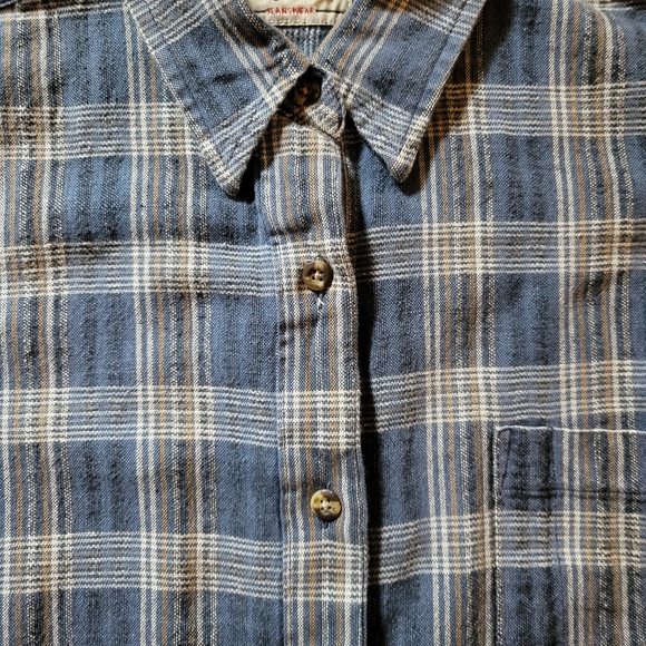 VINTAGE 1990s LEGEND JEANSWEAR Sleeveless Button Down Plaid Top Denim Blue - Picture 3 of 11